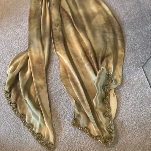 Hand dyed and beaded silk long dress - Picture 4 of 6